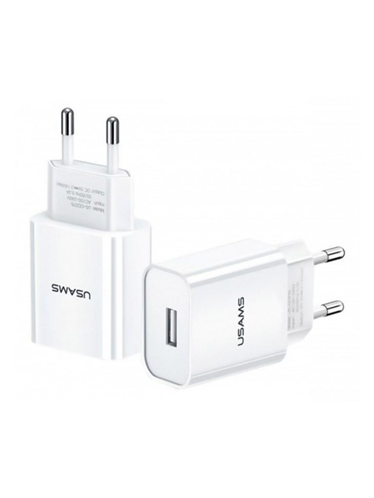 USAMS φορτιστής τοίχου T18, 1x USB, 2.1A, λευκός